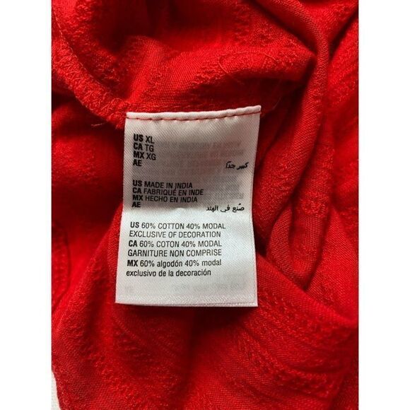 Style & Co Tank Top XL Red Women's Cotton Pointelle Flutter-Strap NEW - Picture 6 of 6